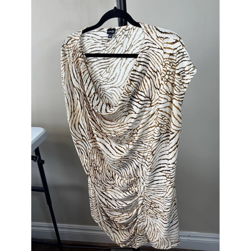Rafaella Womens Textured Beige Top Size X-Large Cowl Neck Sleeveless Stretch - Picture 2 of 10